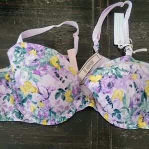 Victoria Secret Freedom Cloud Floral Underwire Bra 36C Purple & Yellow Nwt